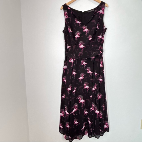 eShakti Novelty Flamingo Party Neutral Maxi Dress w/pockets Size 1X-18W -d145 - Picture 1 of 16
